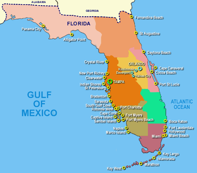 Map Of Florida Beaches On The Gulf Side - United States Map